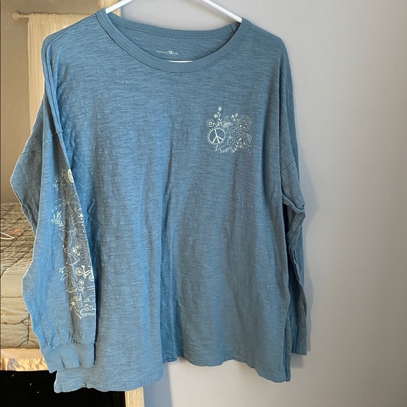 Oversized Cotton Doodle Tee Light Blue - Picture 5 of 7